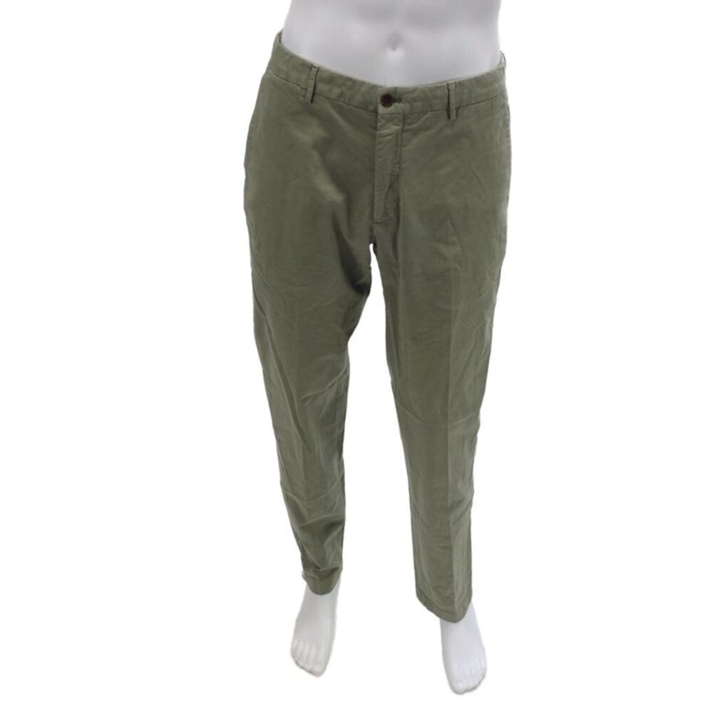 Ledbury Mens Chino Pants Green Cotton Button Fly Size 32